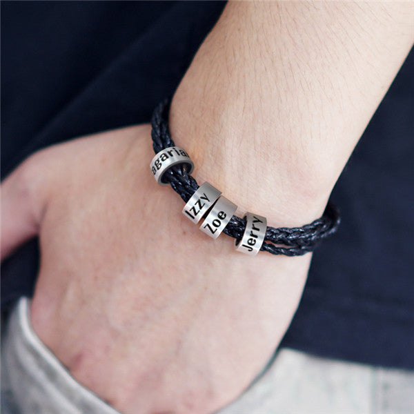 Titanium Steel Braided Bracelet with Letter Beads