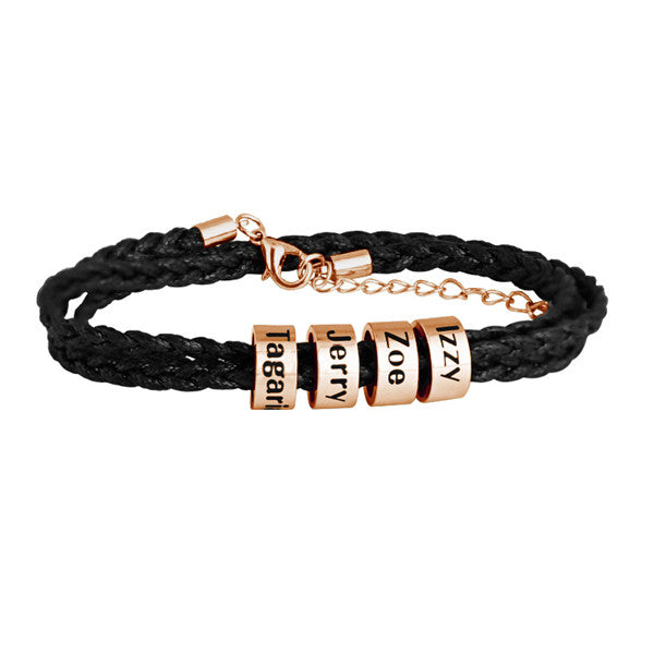 Titanium Steel Braided Bracelet with Letter Beads