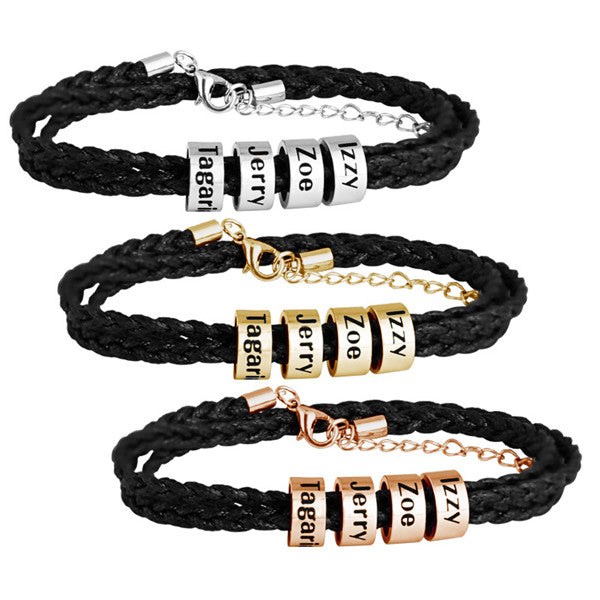 Titanium Steel Braided Bracelet with Letter Beads