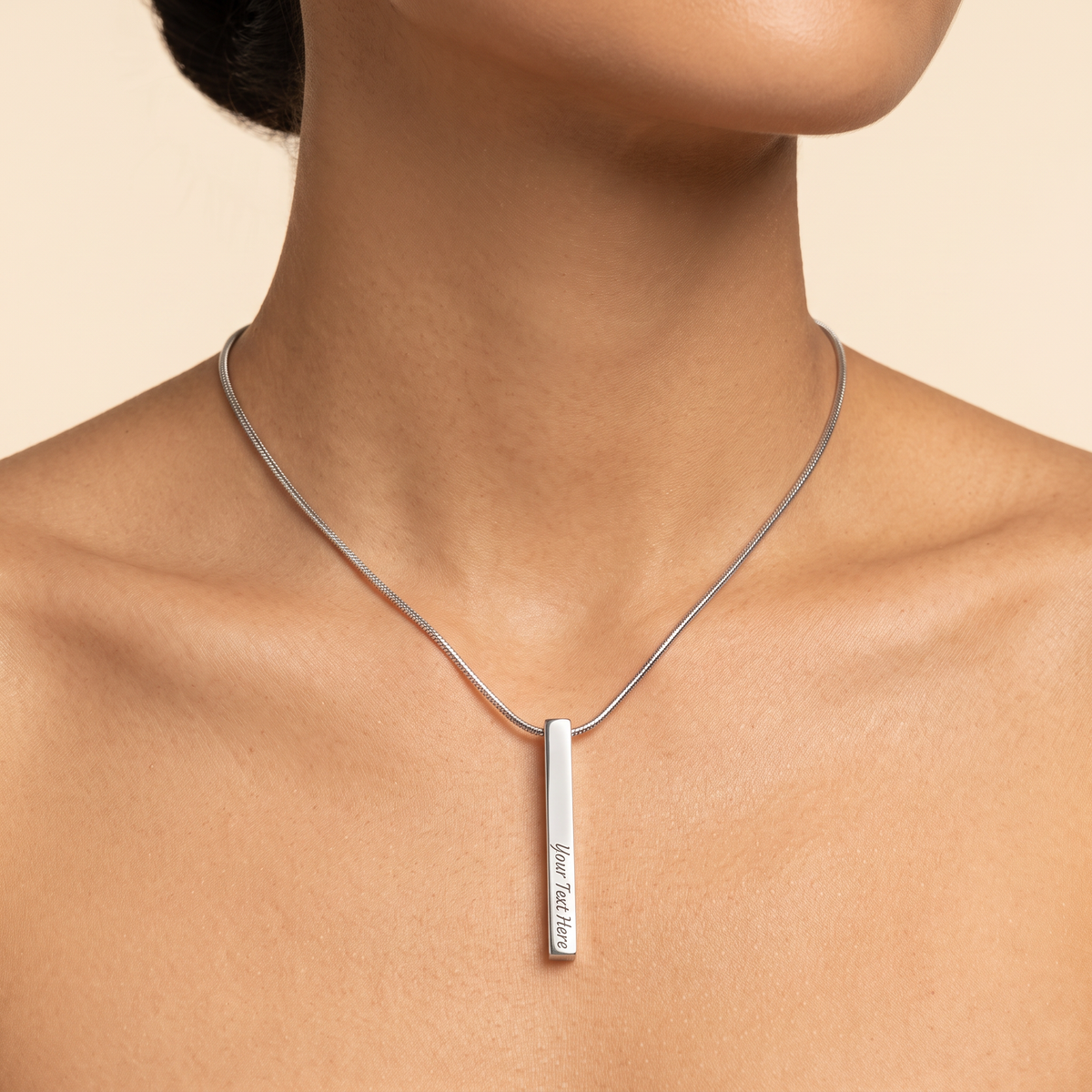 The Forever Bar Necklace | 4-Side Engraved