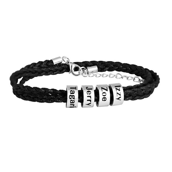 Titanium Steel Braided Bracelet with Letter Beads