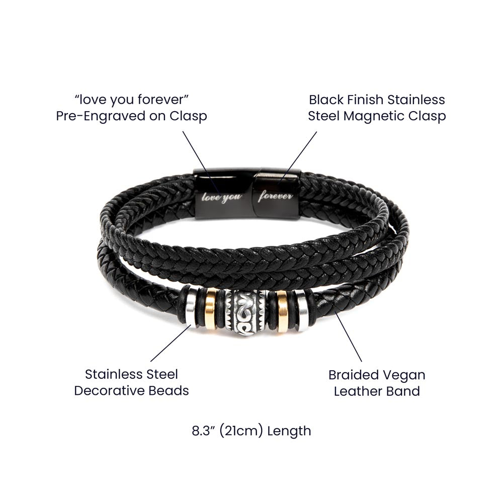 For My Son Leather Bracelet with Engraving