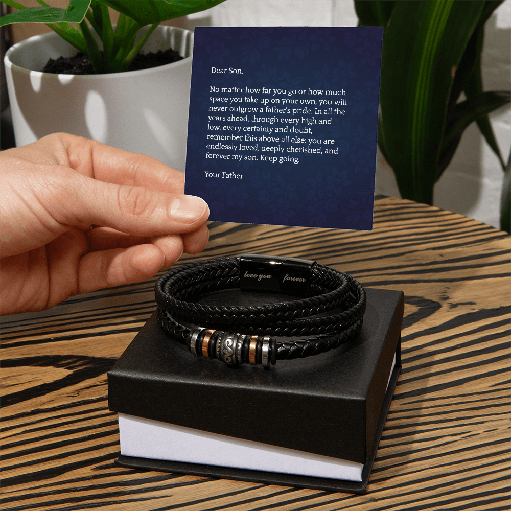 For My Son Leather Bracelet with Engraving