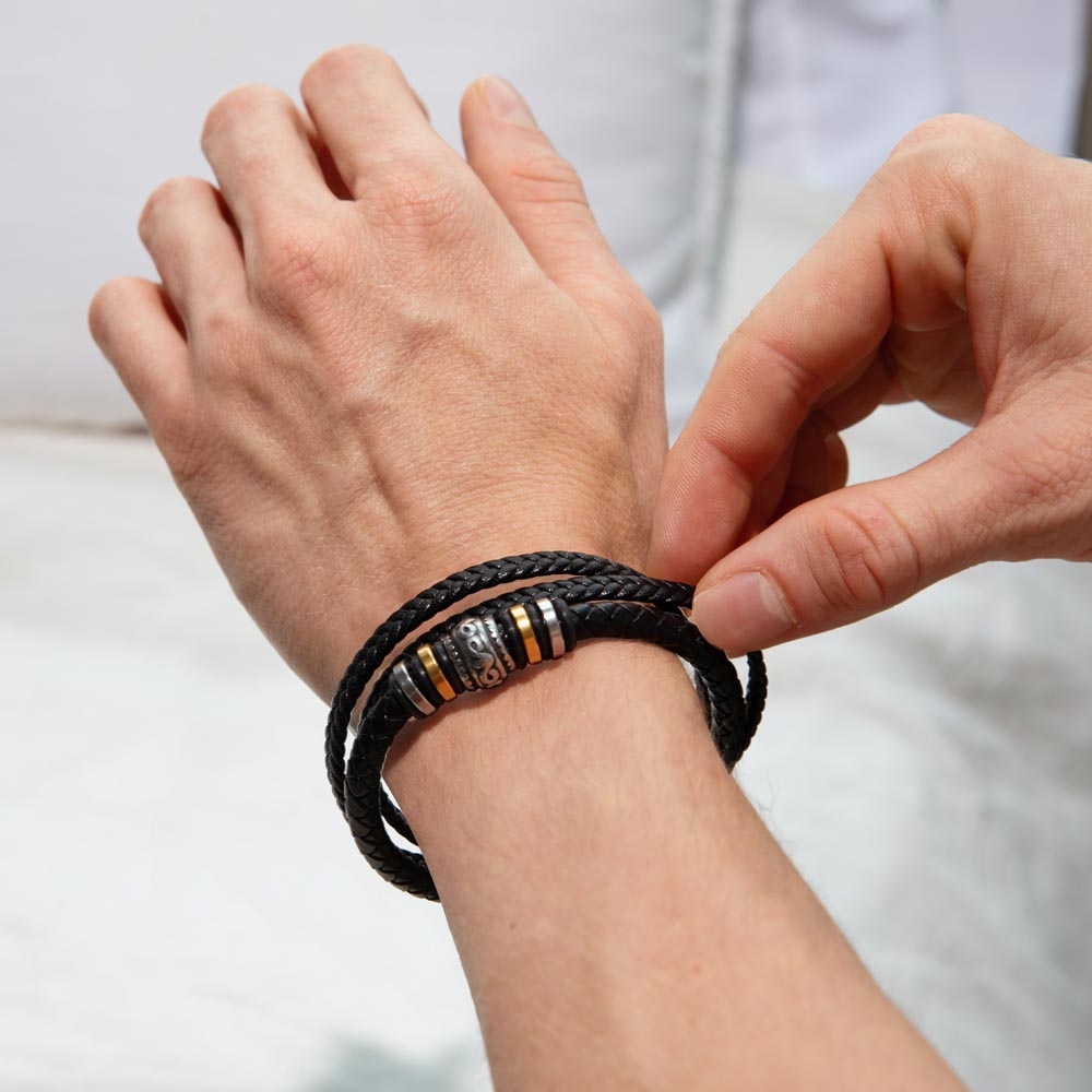 For My Son Leather Bracelet with Engraving