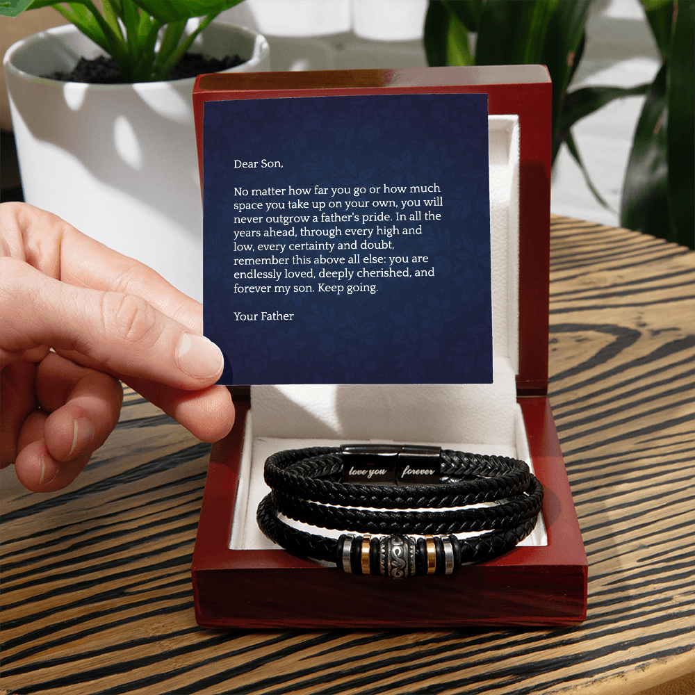 For My Son Leather Bracelet with Engraving