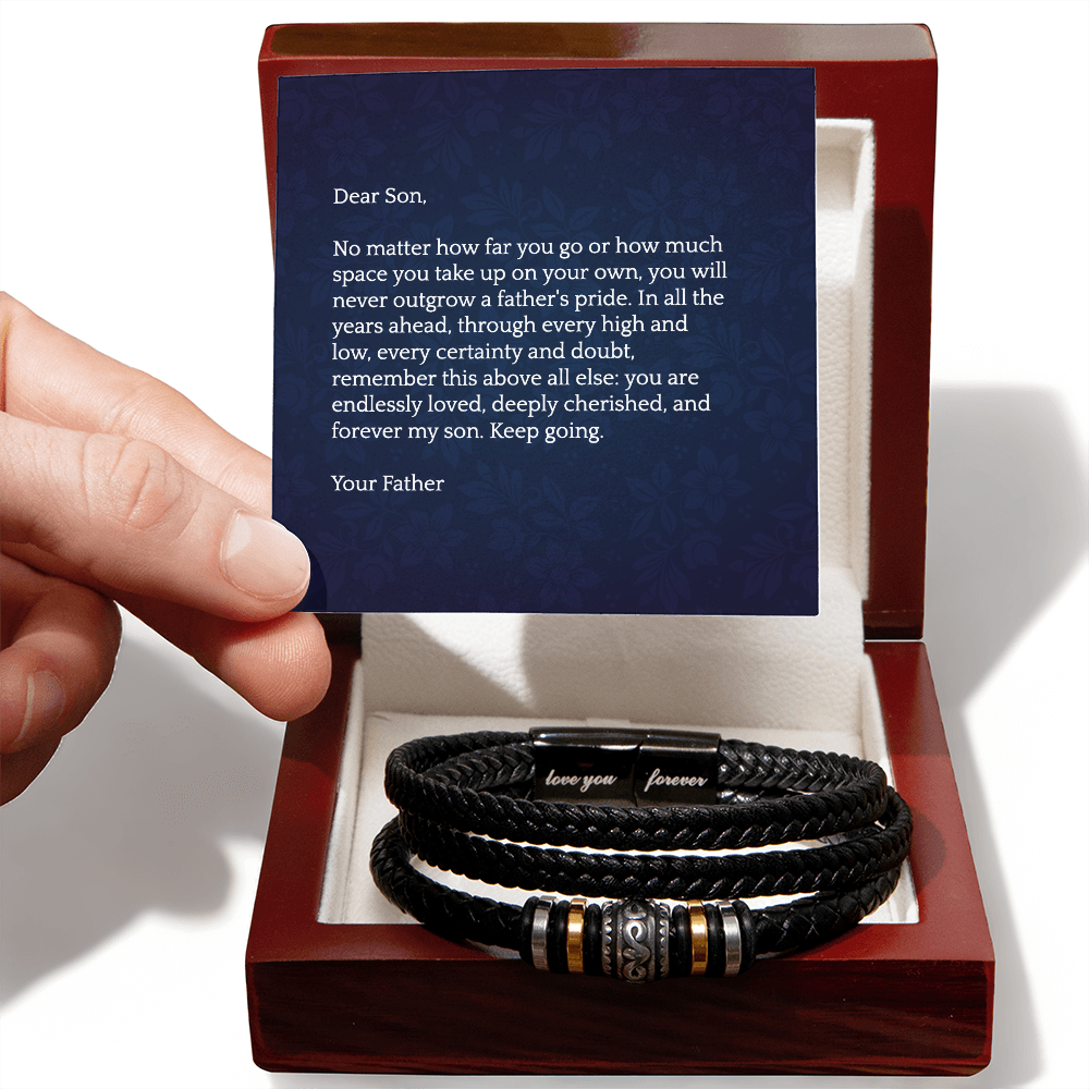 For My Son Leather Bracelet with Engraving