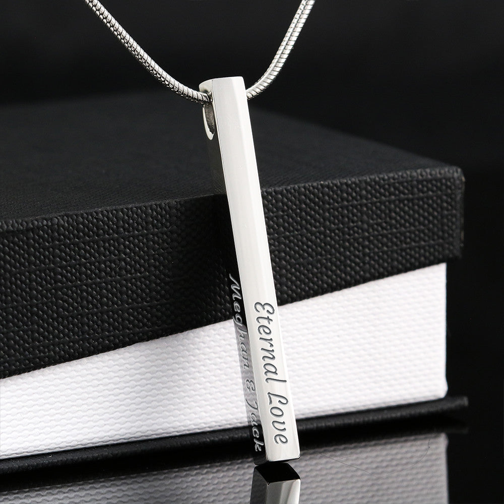 The Forever Bar Necklace | 4-Side Engraved