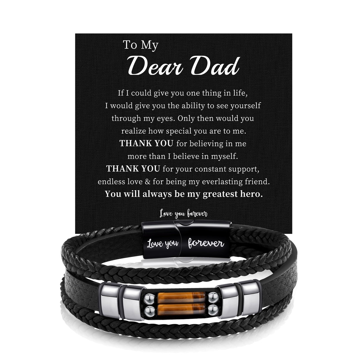 Best Dad Ever Mens Leather Bracelet