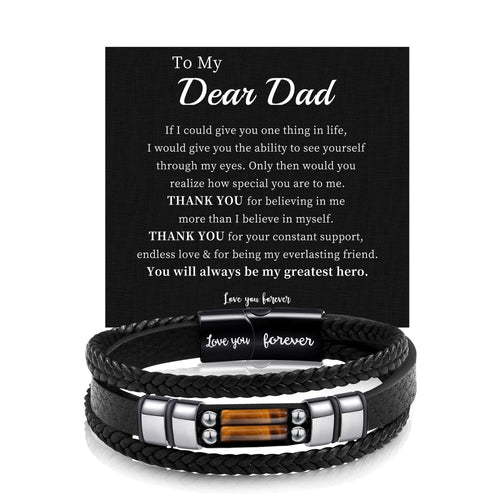 Best Dad Ever Mens Leather Bracelet