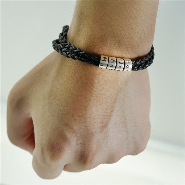 Titanium Steel Braided Bracelet with Letter Beads