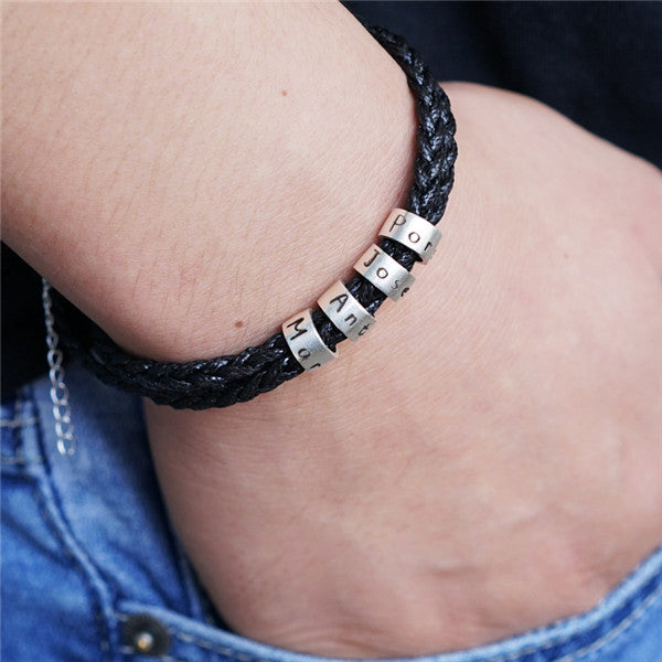 Titanium Steel Braided Bracelet with Letter Beads