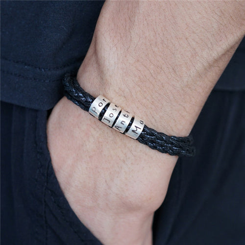 Titanium Steel Braided Bracelet with Letter Beads