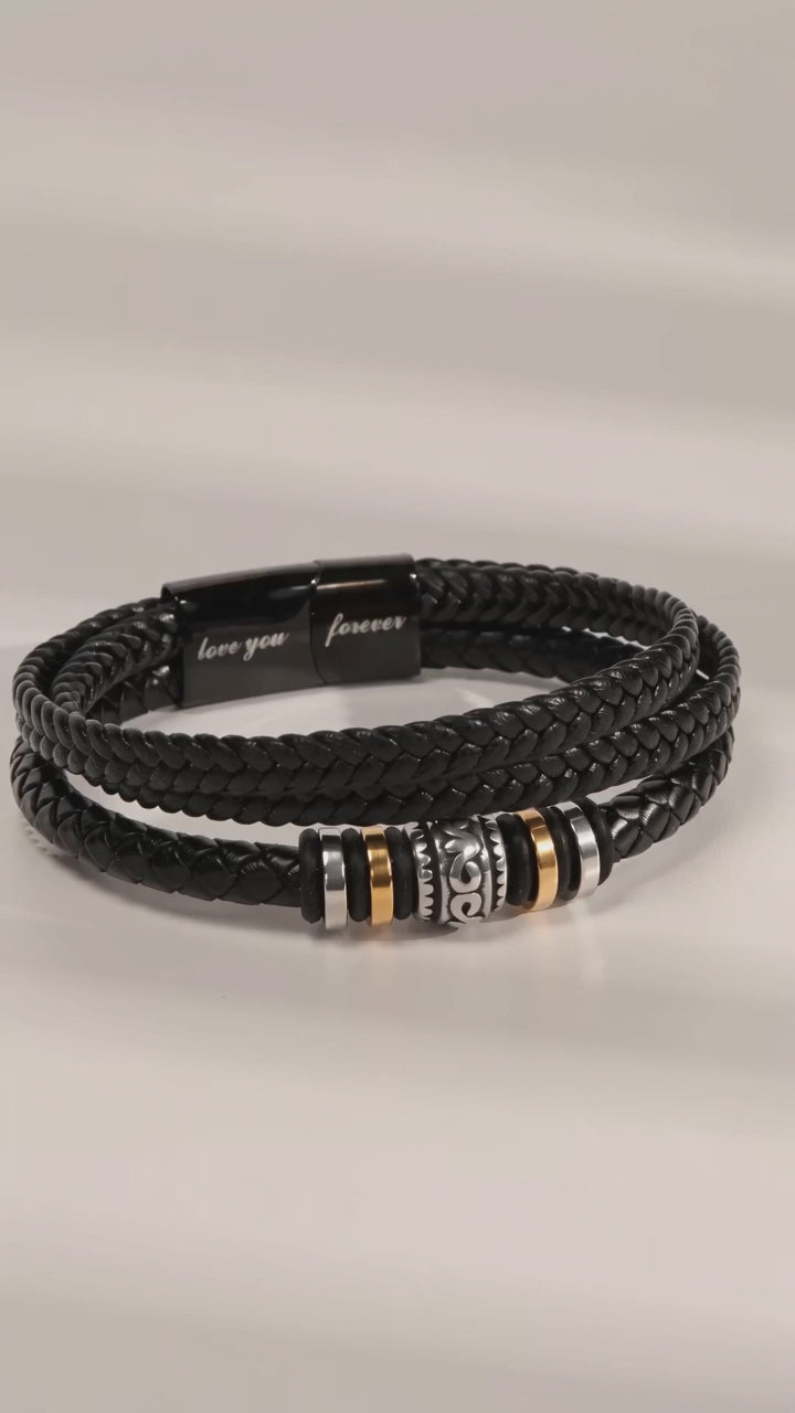 For My Son Leather Bracelet with Engraving