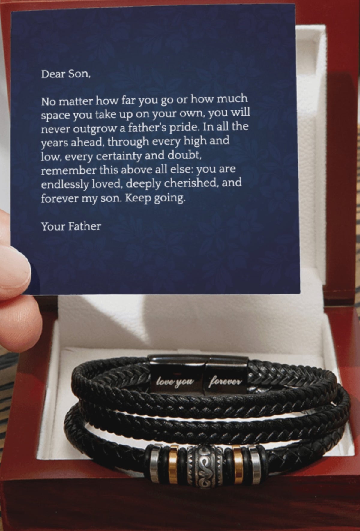 For My Son Leather Bracelet with Engraving