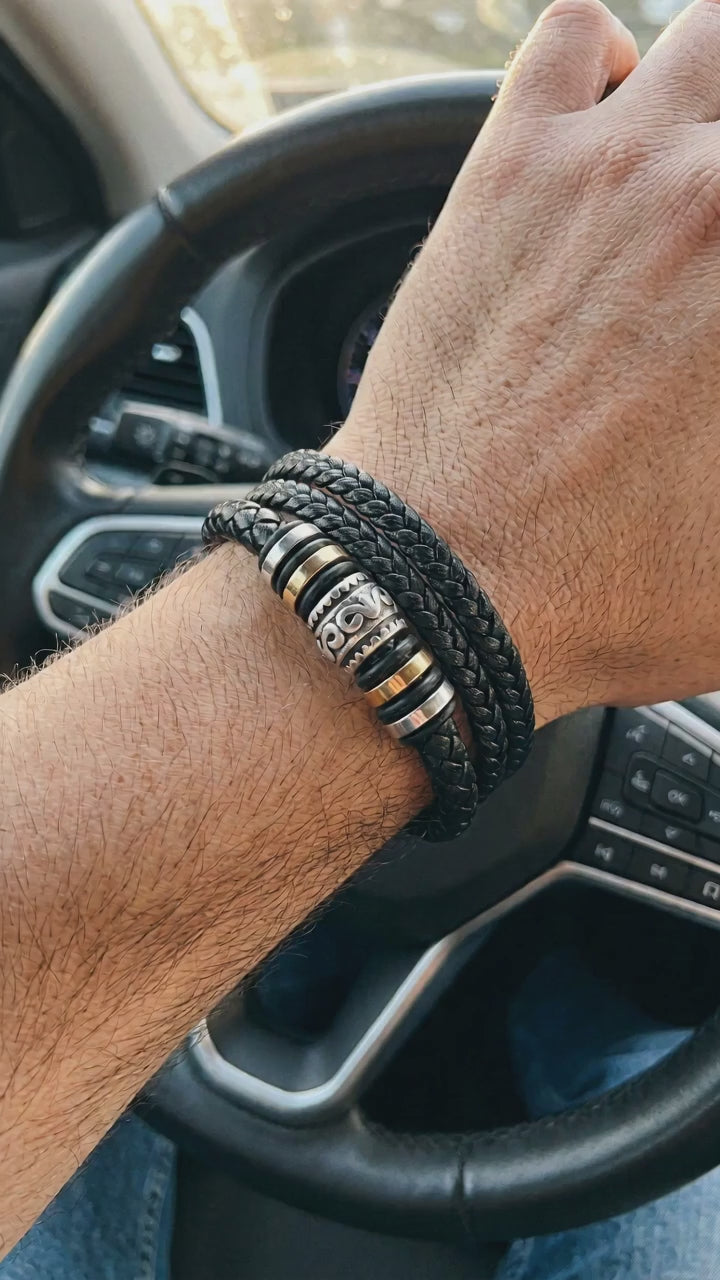 For My Son Leather Bracelet with Engraving